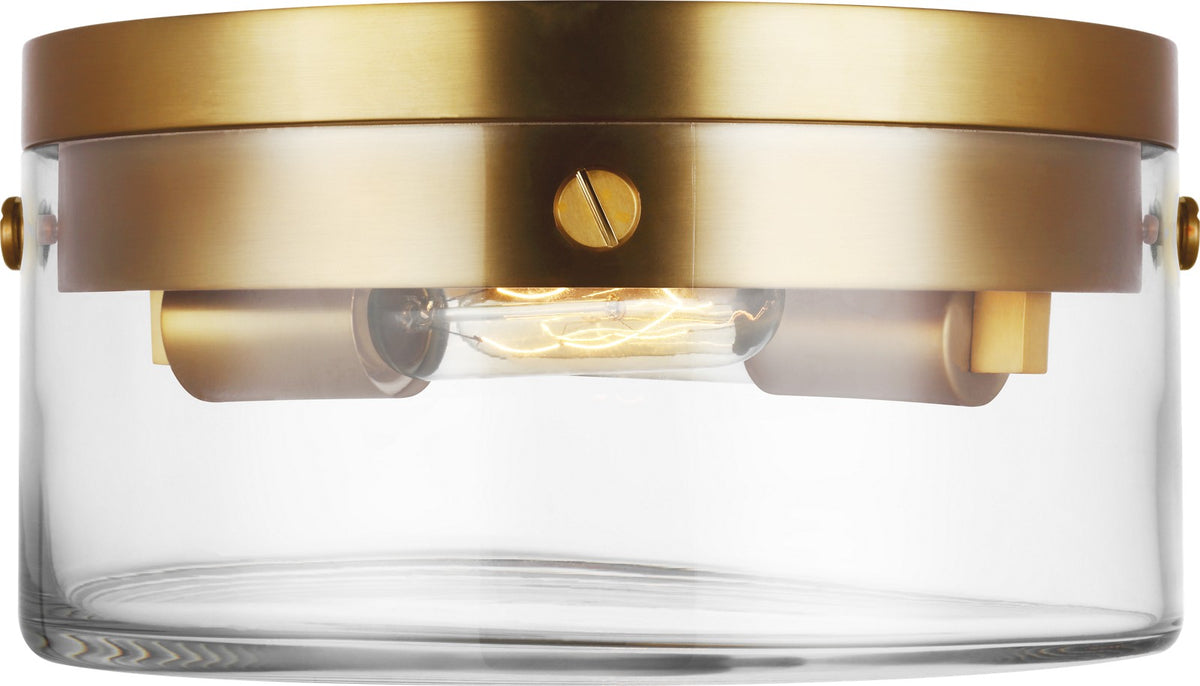 Garrett Medium Plafond — Chapman & Myers for Visual Comfort & Co. — Burnished Brass with Clear Glass