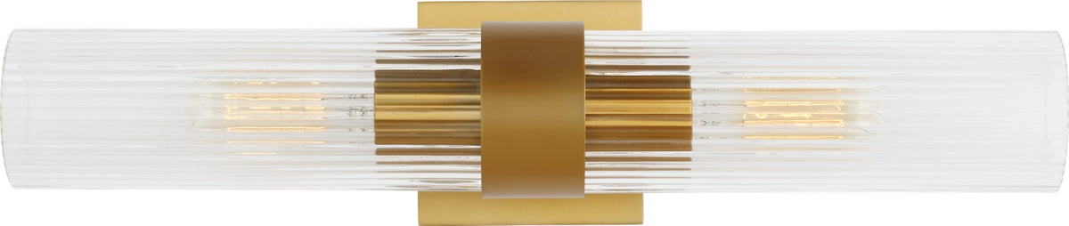 Geneva Linear Vägglampa — Chapman & Myers for Visual Comfort & Co. — Burnished Brass with Clear Glass detaljbild