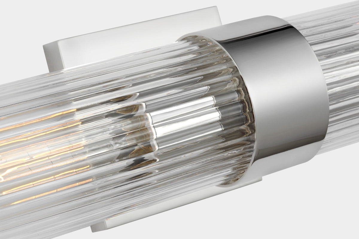Geneva Linear Vägglampa — Chapman & Myers for Visual Comfort & Co. — Polished Nickel with Clear Glass detaljbild