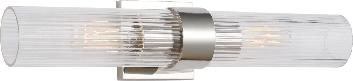 Geneva Linear Vägglampa — Chapman & Myers for Visual Comfort & Co. — Polished Nickel with Clear Glass detaljbild