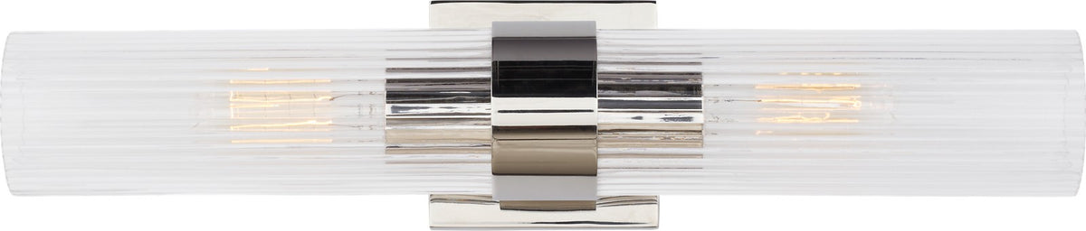 Geneva Linear Vägglampa — Chapman & Myers for Visual Comfort & Co. — Polished Nickel with Clear Glass