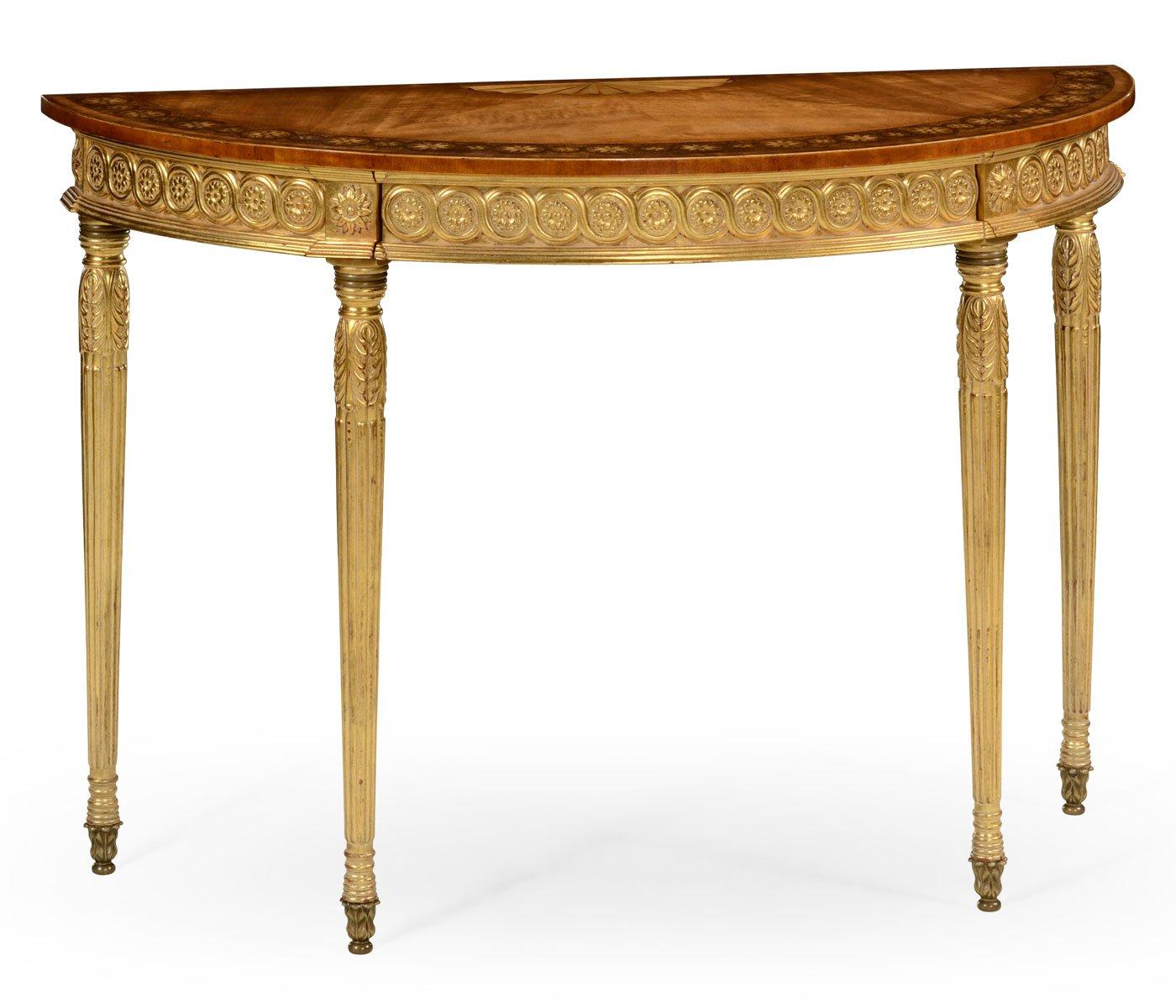 Demilune Console Table Adam Style Gilded