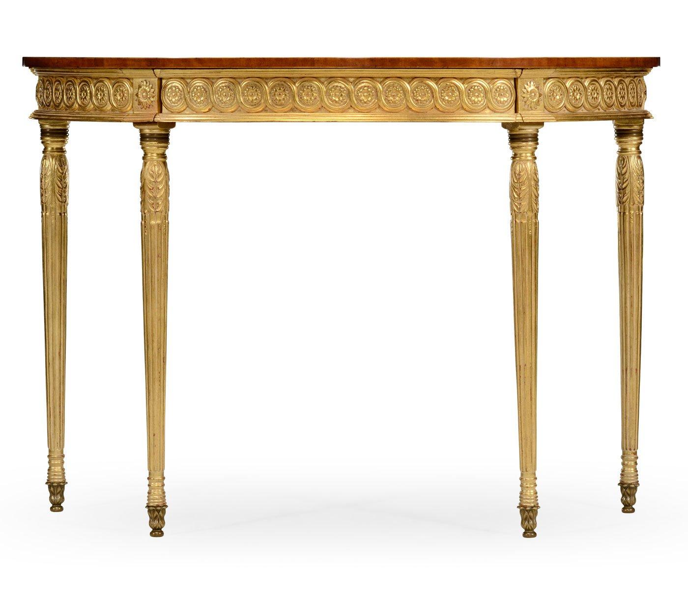 Demilune Console Table Adam Style Gilded