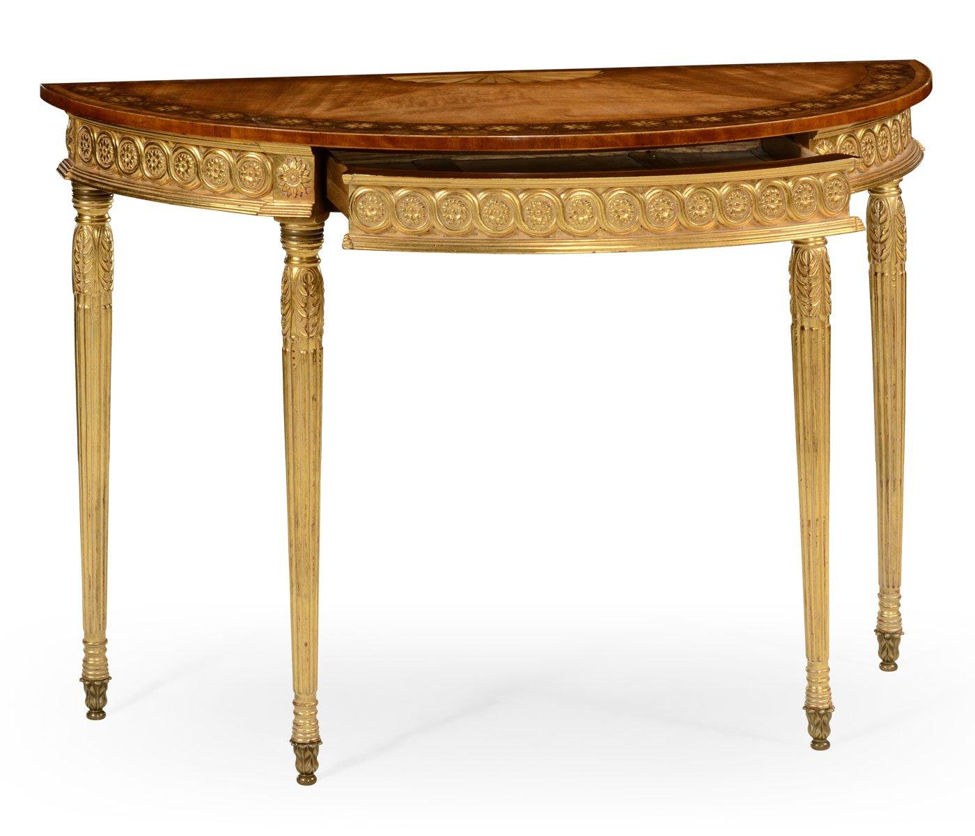 Demilune Console Table Adam Style Gilded