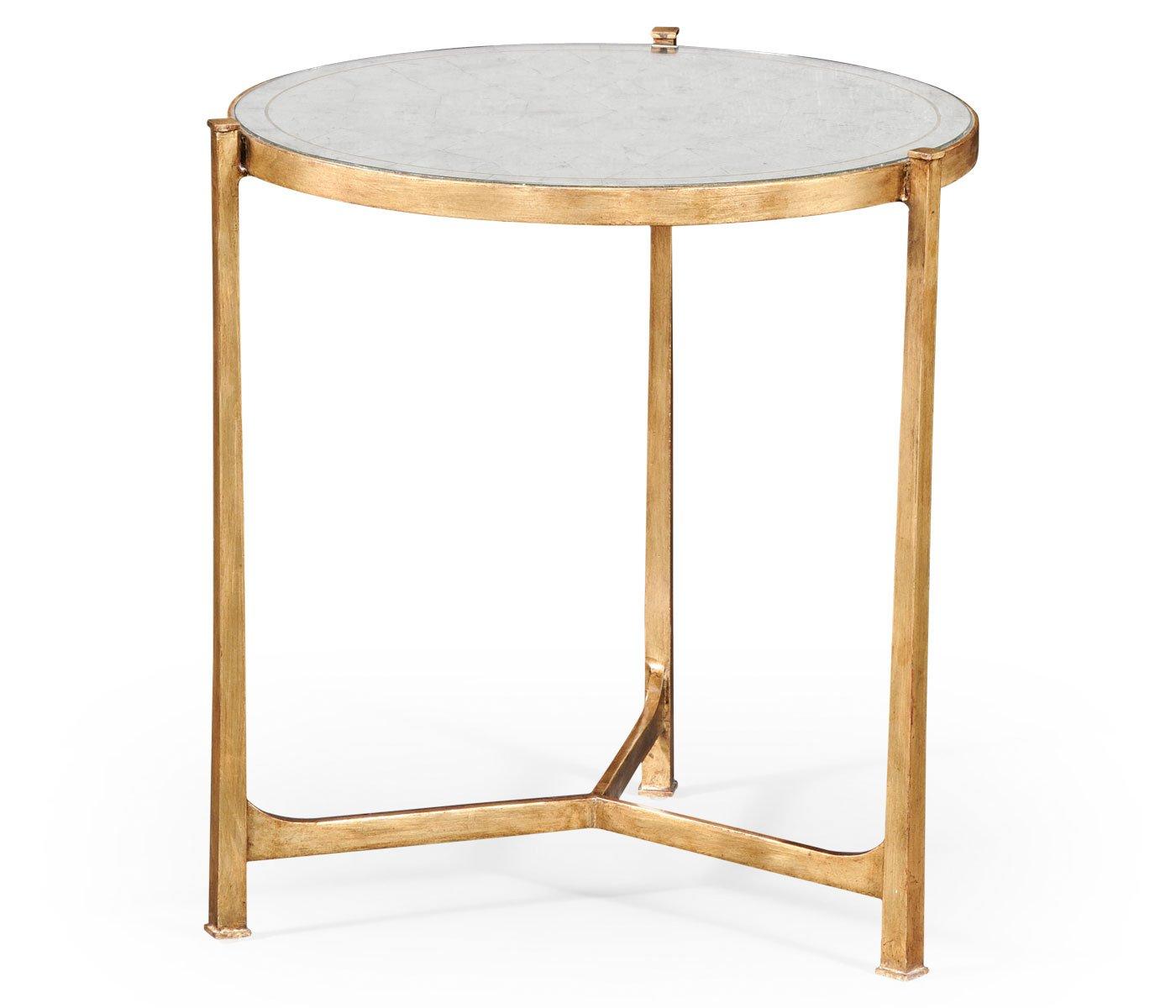 Large Round Lamp Table Contemporary in Eglomise - Gilded