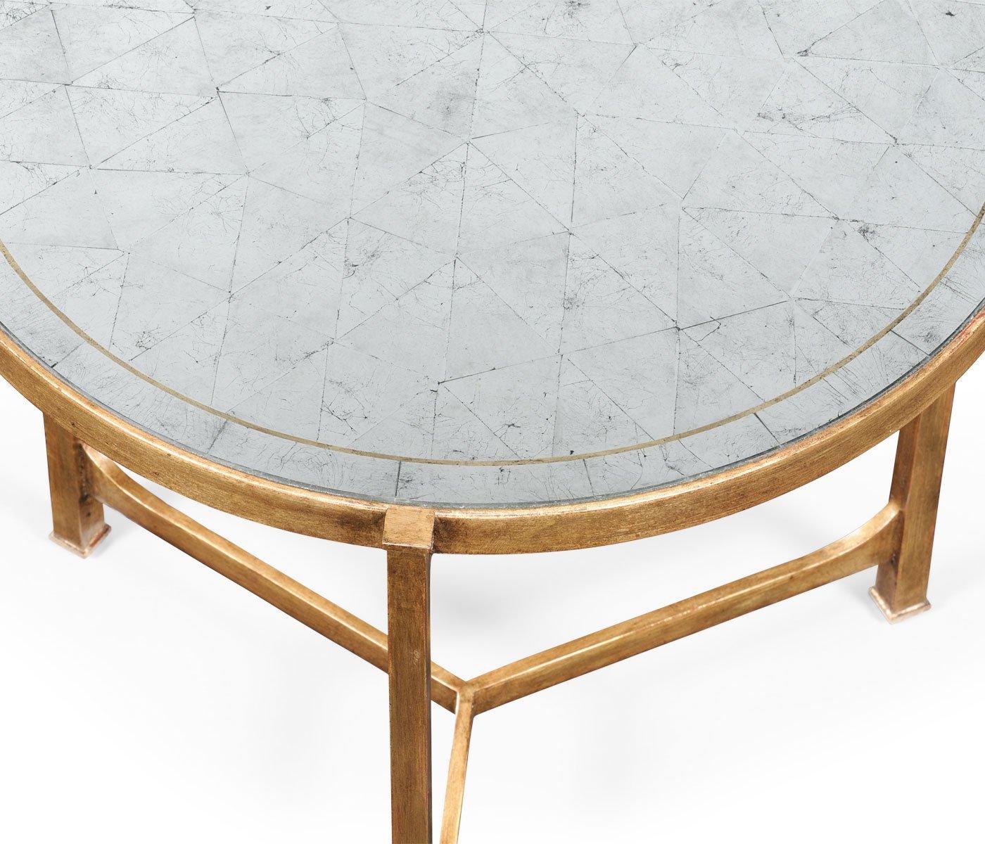 Large Round Lamp Table Contemporary in Eglomise - Gilded
