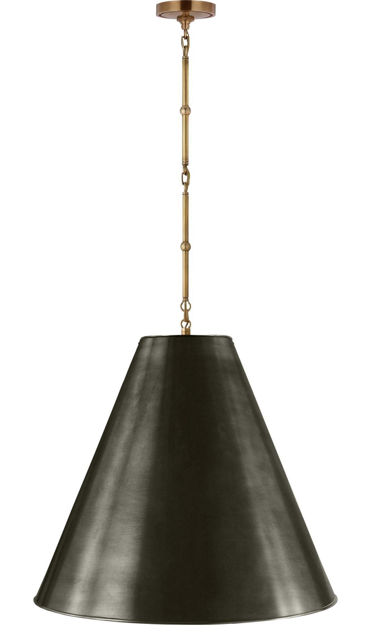 Goodman Large Hanging Lamp -riippuvalaisin — Thomas O'Brien for Visual Comfort & Co. — Hand-Rubbed Antique Brass with Bronze Shade