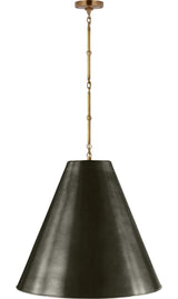 Goodman Large Hanging Lamp -riippuvalaisin — Thomas O'Brien for Visual Comfort & Co. — Hand-Rubbed Antique Brass with Bronze Shade