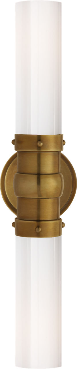 Graydon Double Vägglampa — Thomas O'Brien for Visual Comfort & Co. — Hand-Rubbed Antique Brass with White Glass
