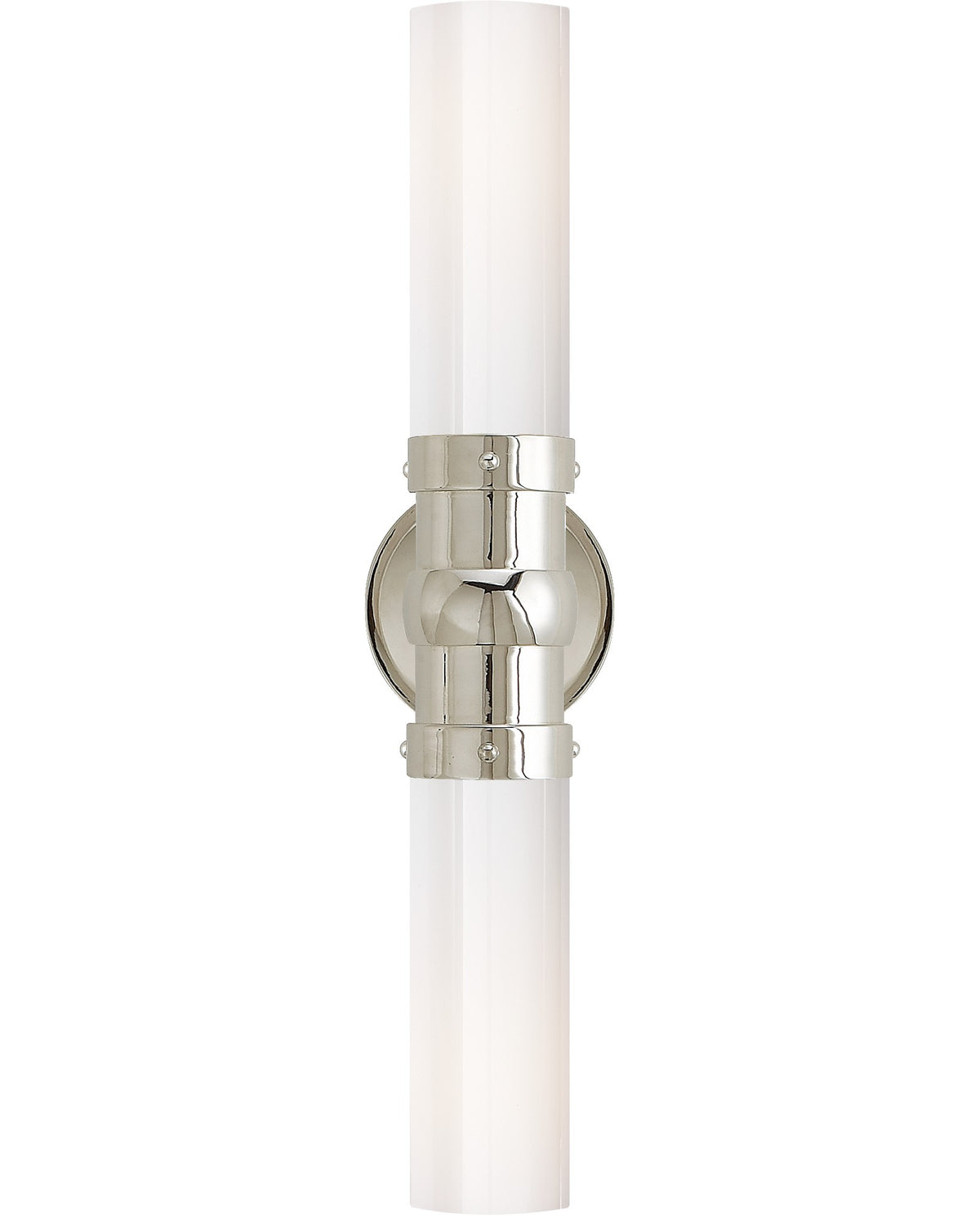 Graydon Double Vägglampa — Thomas O'Brien for Visual Comfort & Co. — Polished Nickel with White Glass
