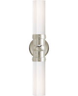 Graydon Double Vägglampa — Thomas O'Brien for Visual Comfort & Co. — Polished Nickel with White Glass