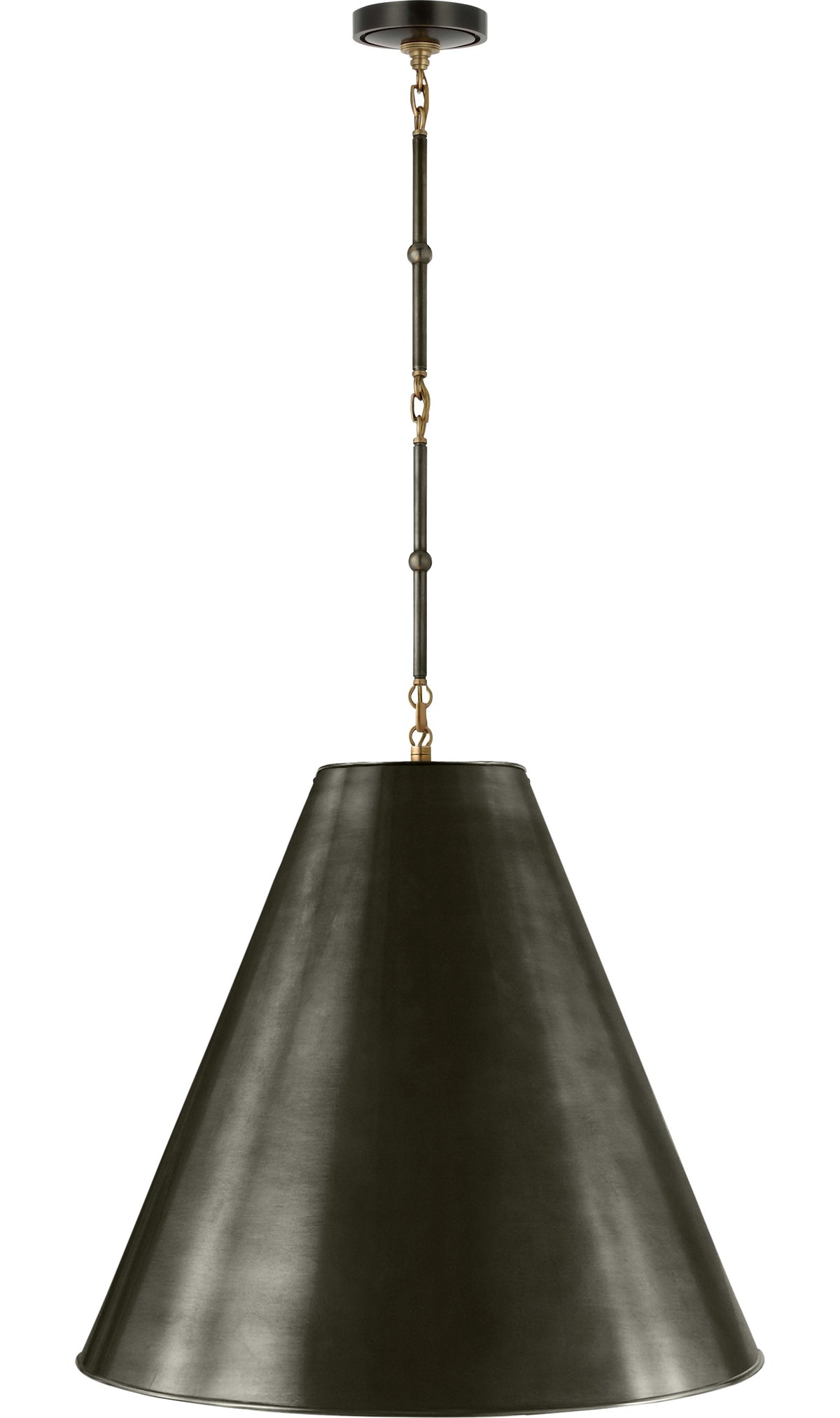 Goodman Large Hanging Lamp -riippuvalaisin — Thomas O'Brien for Visual Comfort & Co. — Bronze and Hand-Rubbed Antique Brass with Bronze Shade