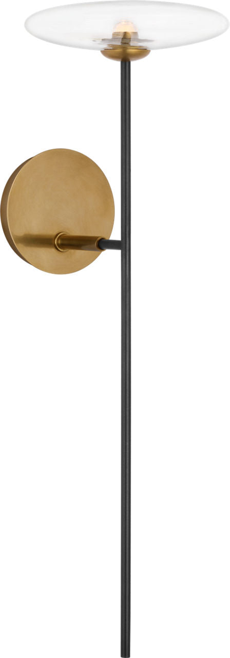 Calvino Large Tail Vägglampa — Ian K. Fowler for Visual Comfort & Co. — Aged Iron and Hand-Rubbed Antique Brass with Clear Glass