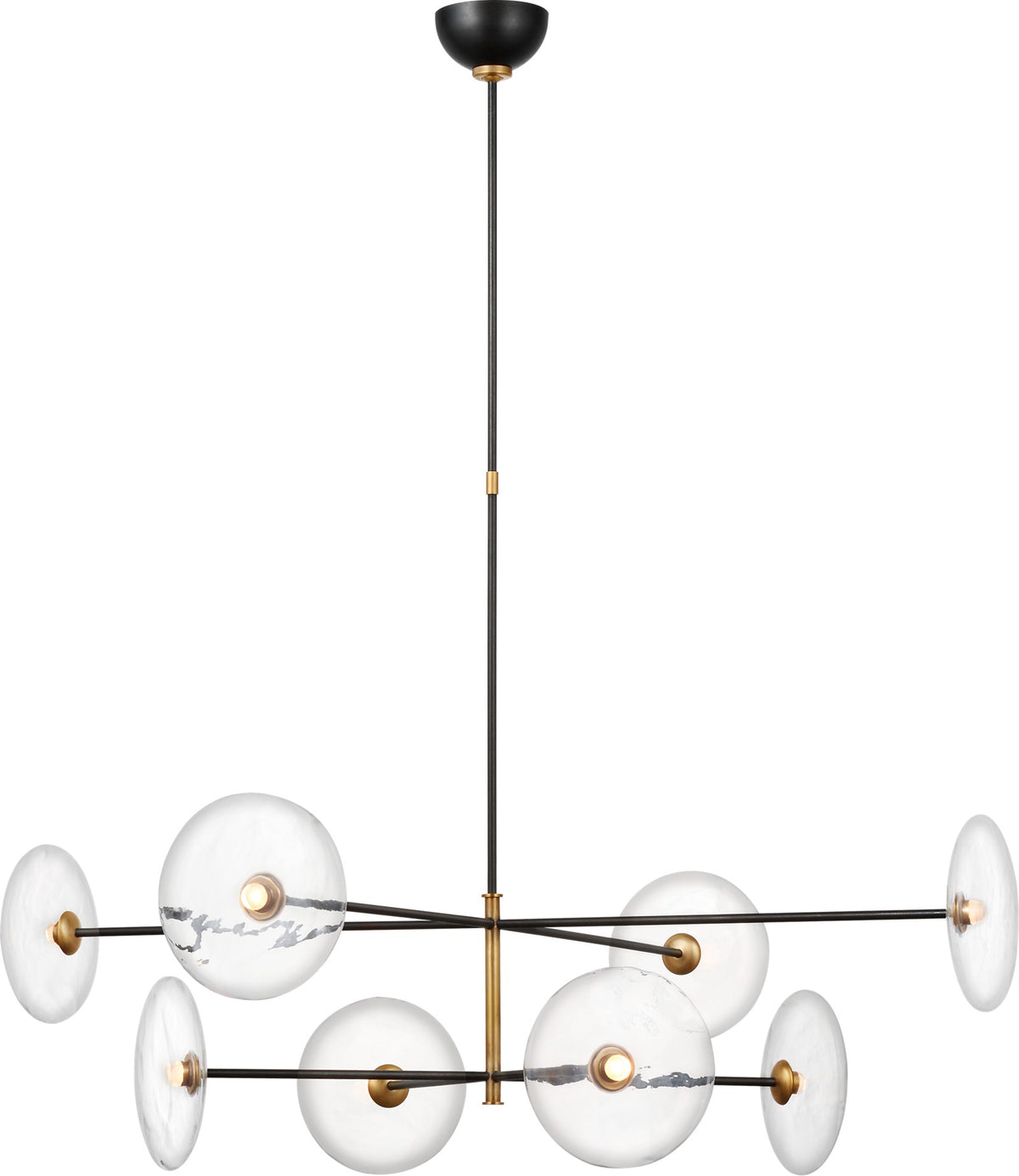 Calvino X-Large Radial Takkrona — Ian K. Fowler for Visual Comfort & Co. — Aged Iron and Hand-Rubbed Antique Brass with Clear Glass