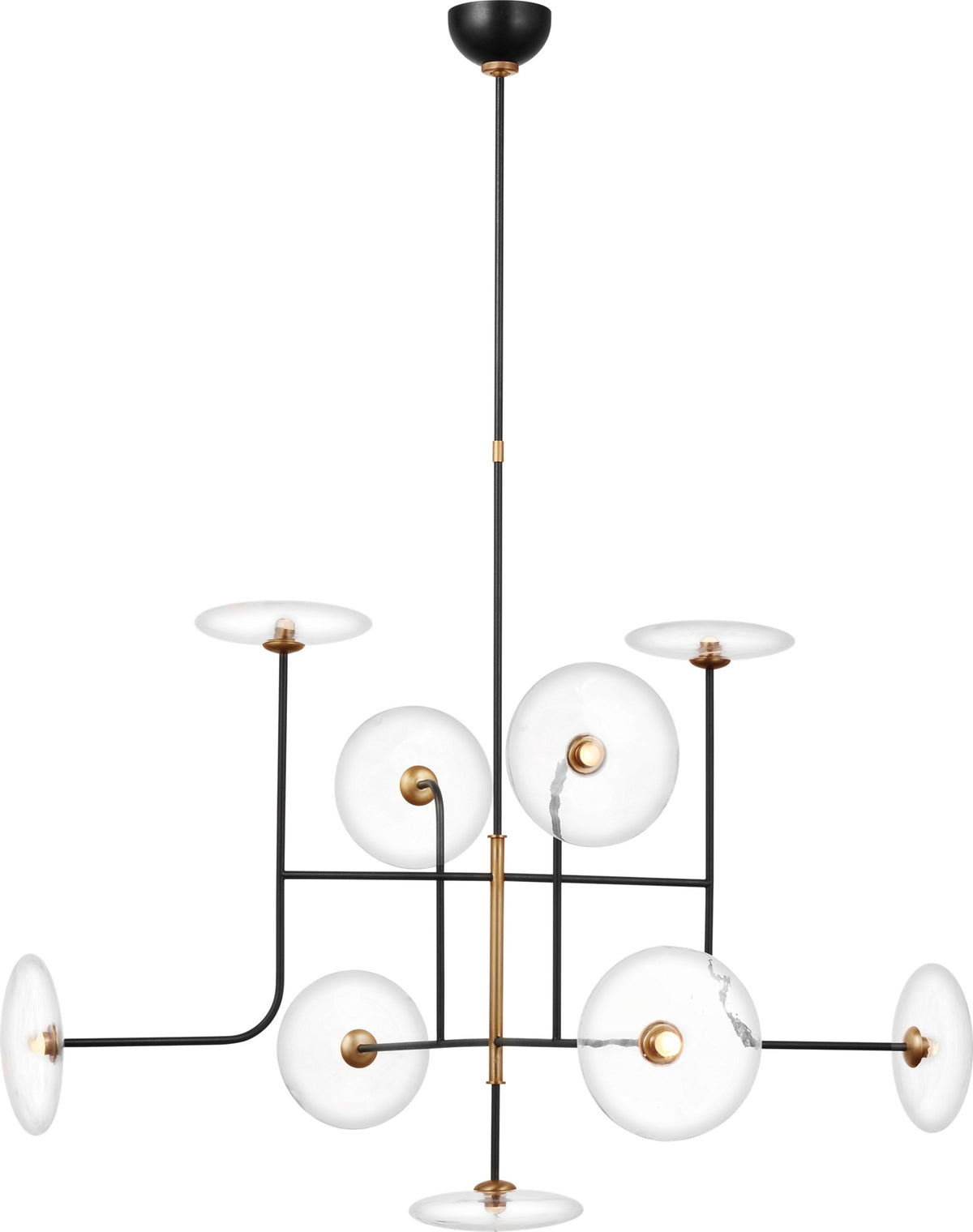 Calvino X-Large Arched Chandelier — Ian K. Fowler for Visual Comfort & Co. — Aged Iron and Hand-Rubbed Antique Brass with Clear Glass