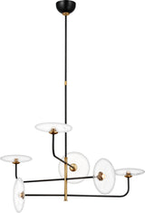 Calvino Large Arched -kattokruunu — Ian K. Fowler for Visual Comfort & Co. — Aged Iron and Hand-Rubbed Antique Brass with Clear Glass