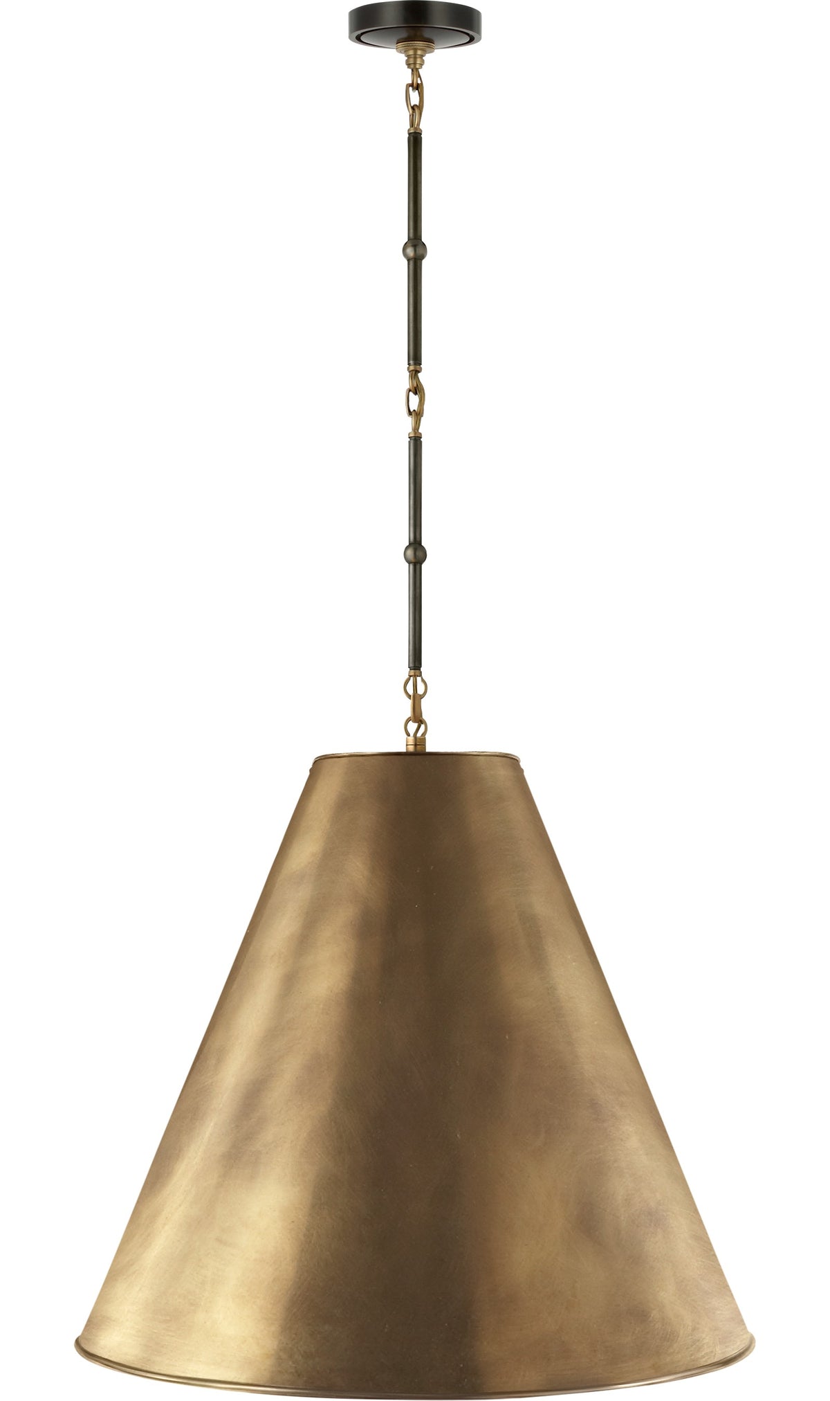 Goodman Large Hanging Lamp -riippuvalaisin — Thomas O'Brien for Visual Comfort & Co. — Bronze and Hand-Rubbed Antique Brass with Hand-Rubbed Antique Brass Shade