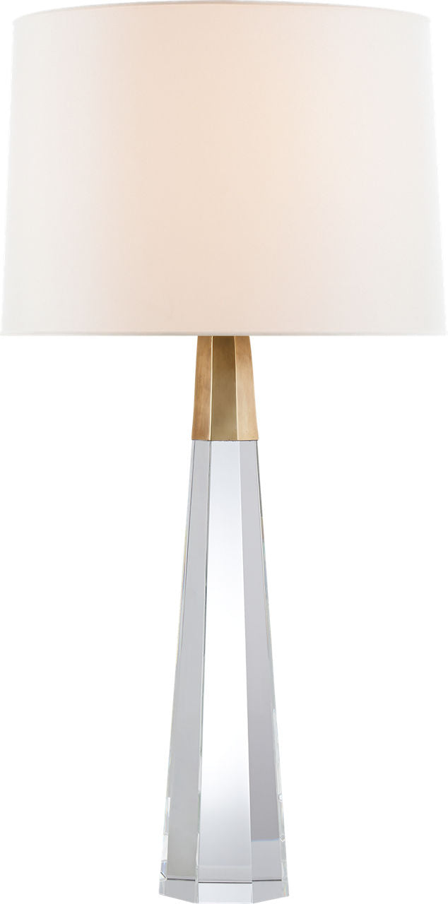 Olsen Bordslampa — AERIN for Visual Comfort & Co. — Crystal and Hand-Rubbed Antique Brass with Linen Shade