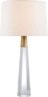 Olsen Bordslampa — AERIN for Visual Comfort & Co. — Crystal and Hand-Rubbed Antique Brass with Linen Shade