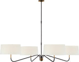 Canto Grande Four Arm Chandelier — Thomas O'Brien for Visual Comfort & Co. — Bronze and Brass with Linen Shades