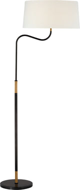 Canto Large Adjustable Golvlampa — Thomas O'Brien for Visual Comfort & Co. — Bronze and Brass with Linen Shade