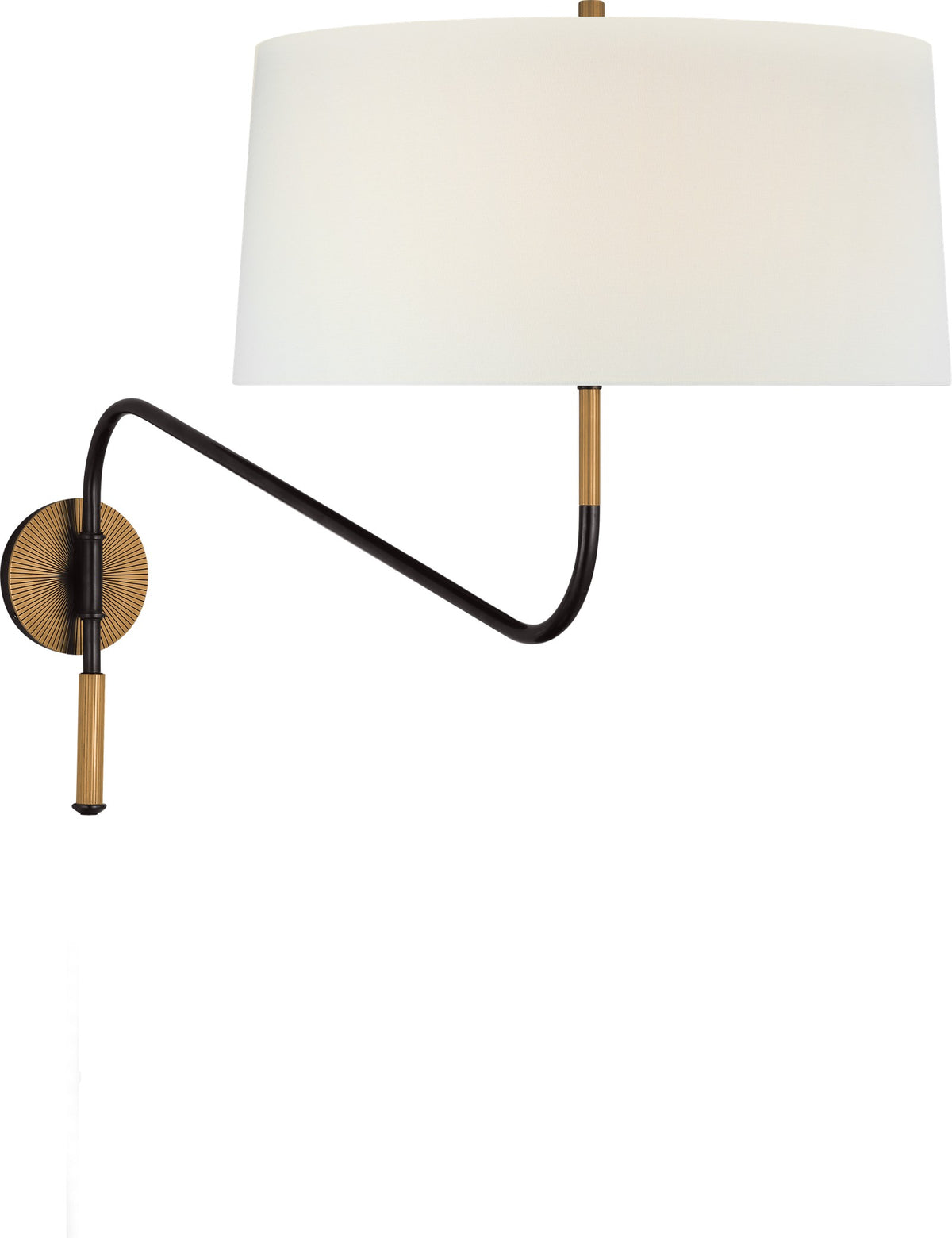 Canto Grande Swinging Wall Light — Thomas O'Brien for Visual Comfort & Co. — Bronze and Brass with Linen Shade