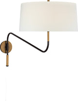 Canto Grande Swinging Wall Light — Thomas O'Brien for Visual Comfort & Co. — Bronze and Brass with Linen Shade