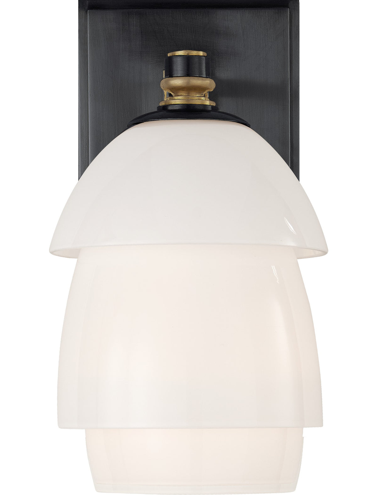 Whitman Vägglampa Small — Thomas O'Brien for Visual Comfort & Co. — Bronze and Hand-Rubbed Antique Brass with White Glass Shade