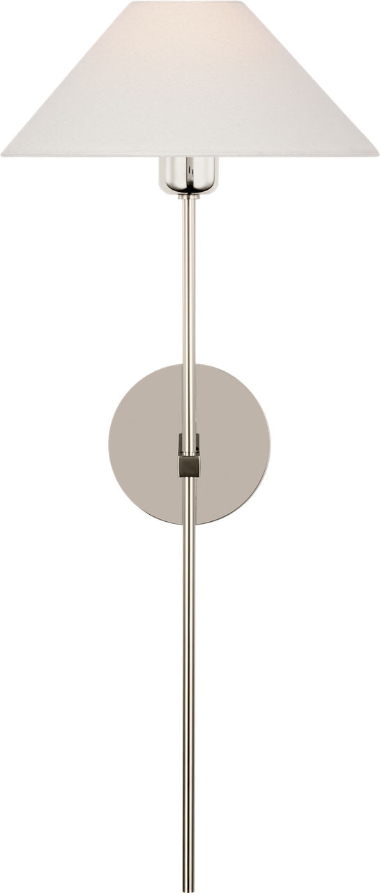 Hackney 25" Tail Wall Light — J. Randall Powers for Visual Comfort & Co. — Polished Nickel with Linen Shade