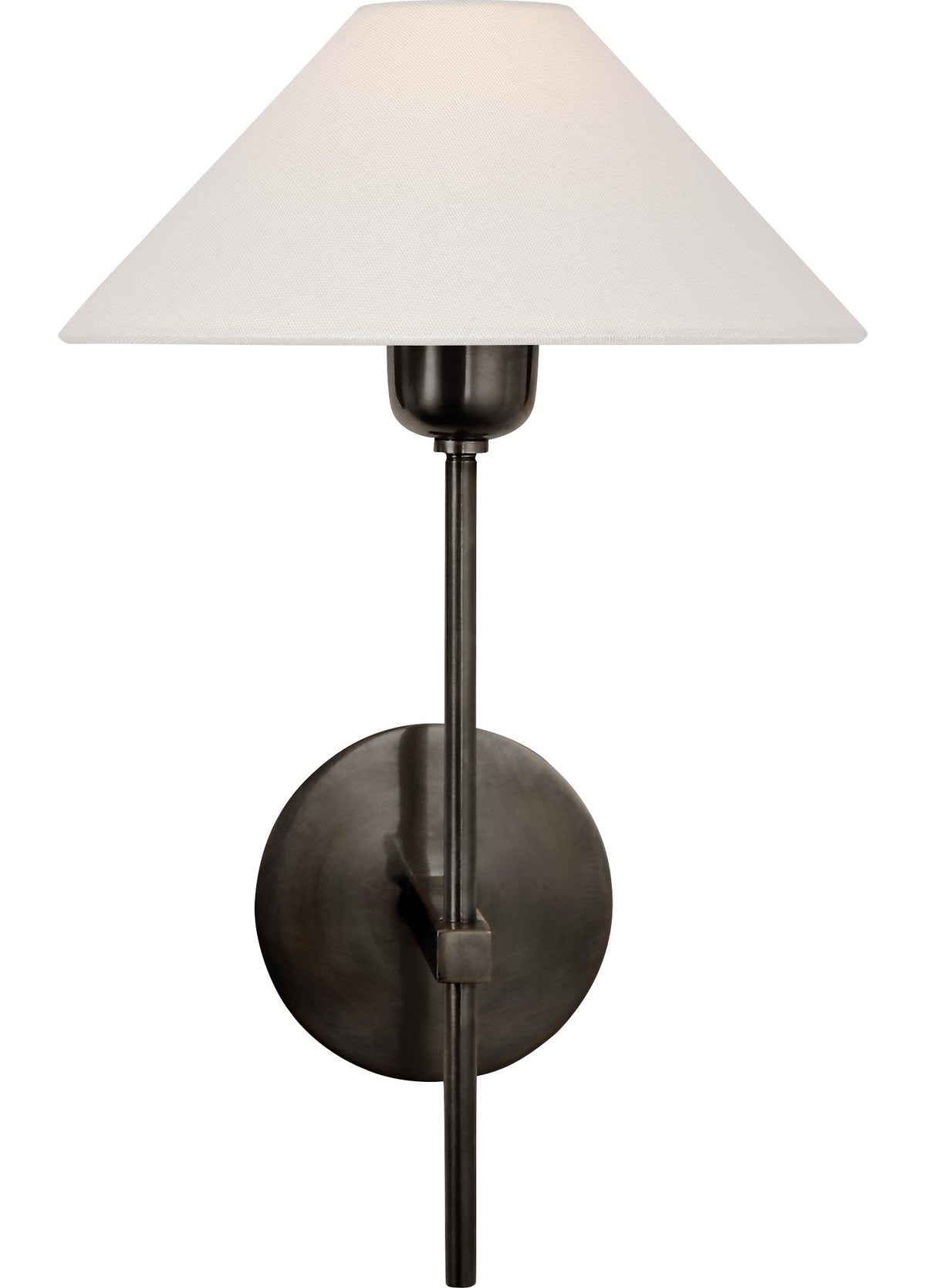 Hackney Single Vägglampa — J. Randall Powers for Visual Comfort & Co. — Bronze with Linen Shade