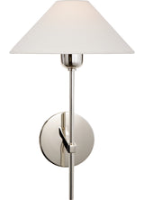 Hackney Single Vägglampa — J. Randall Powers for Visual Comfort & Co. — Polished Nickel with Linen Shade