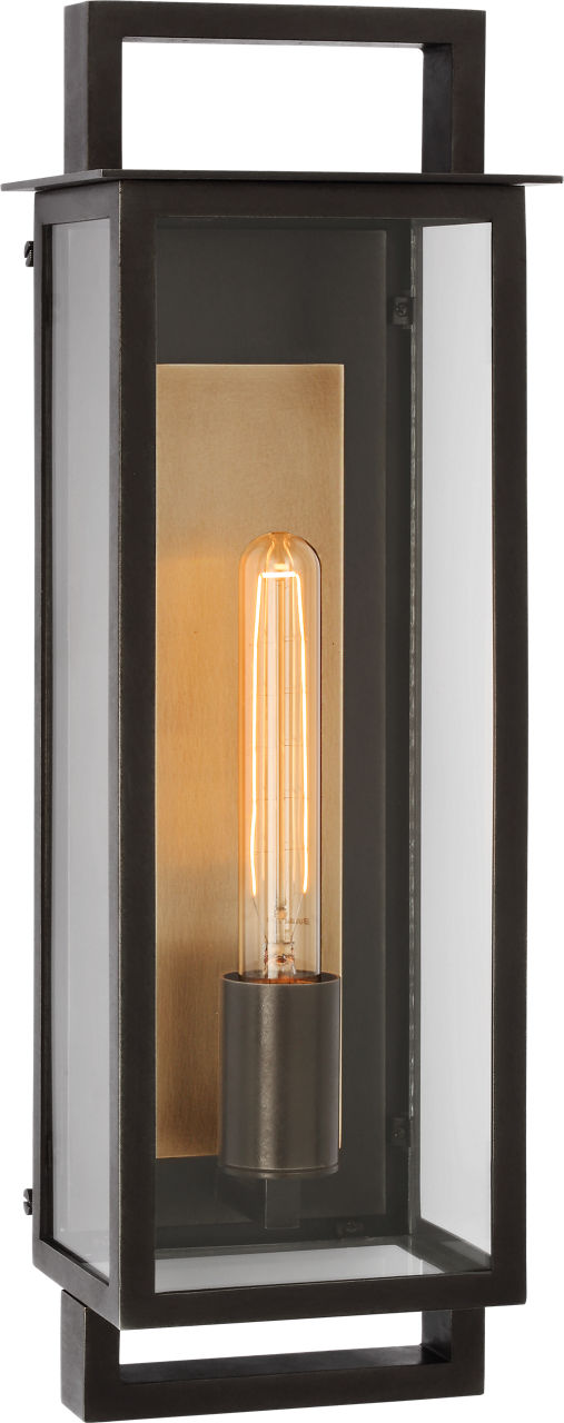 Halle Medium Narrow Wall Utomhuslampa — Ian K. Fowler for Visual Comfort & Co. — Aged Iron with Clear Glass