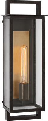 Halle Medium Narrow Wall Utomhuslampa — Ian K. Fowler for Visual Comfort & Co. — Aged Iron with Clear Glass