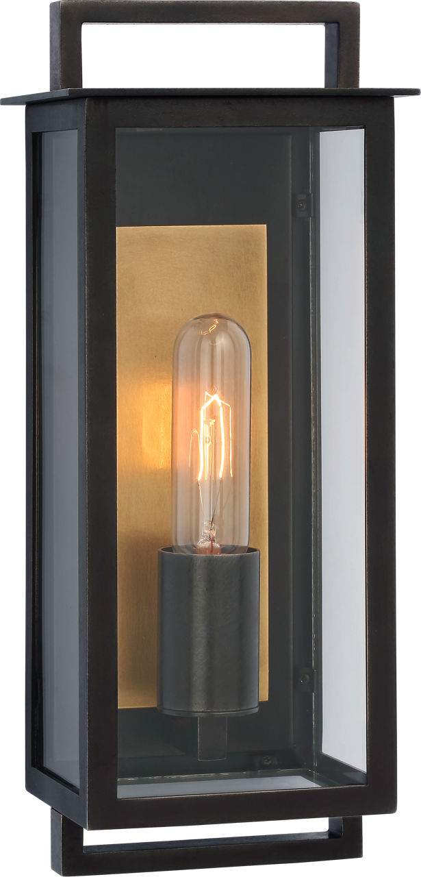 Halle Small Narrow Wall Outdoor Light — Ian K. Fowler for Visual Comfort & Co. — Aged Iron with Clear Glass