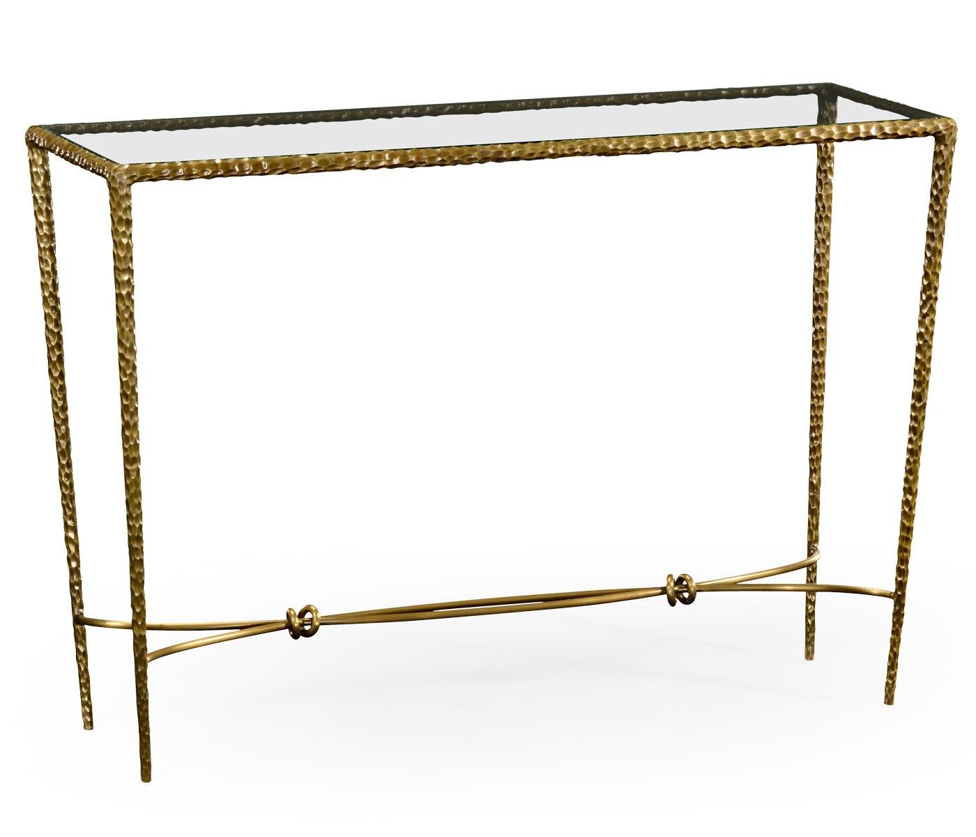 Hammered Console Table in Brass