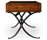 Hammered Iron Bureau Plat with Black Leather Inserts