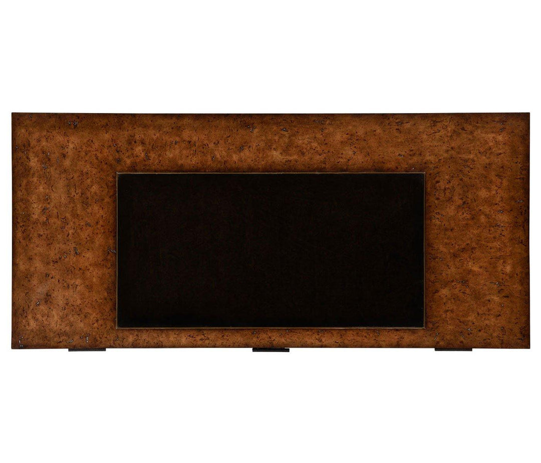 Hammered Iron Bureau Plat with Black Leather Inserts