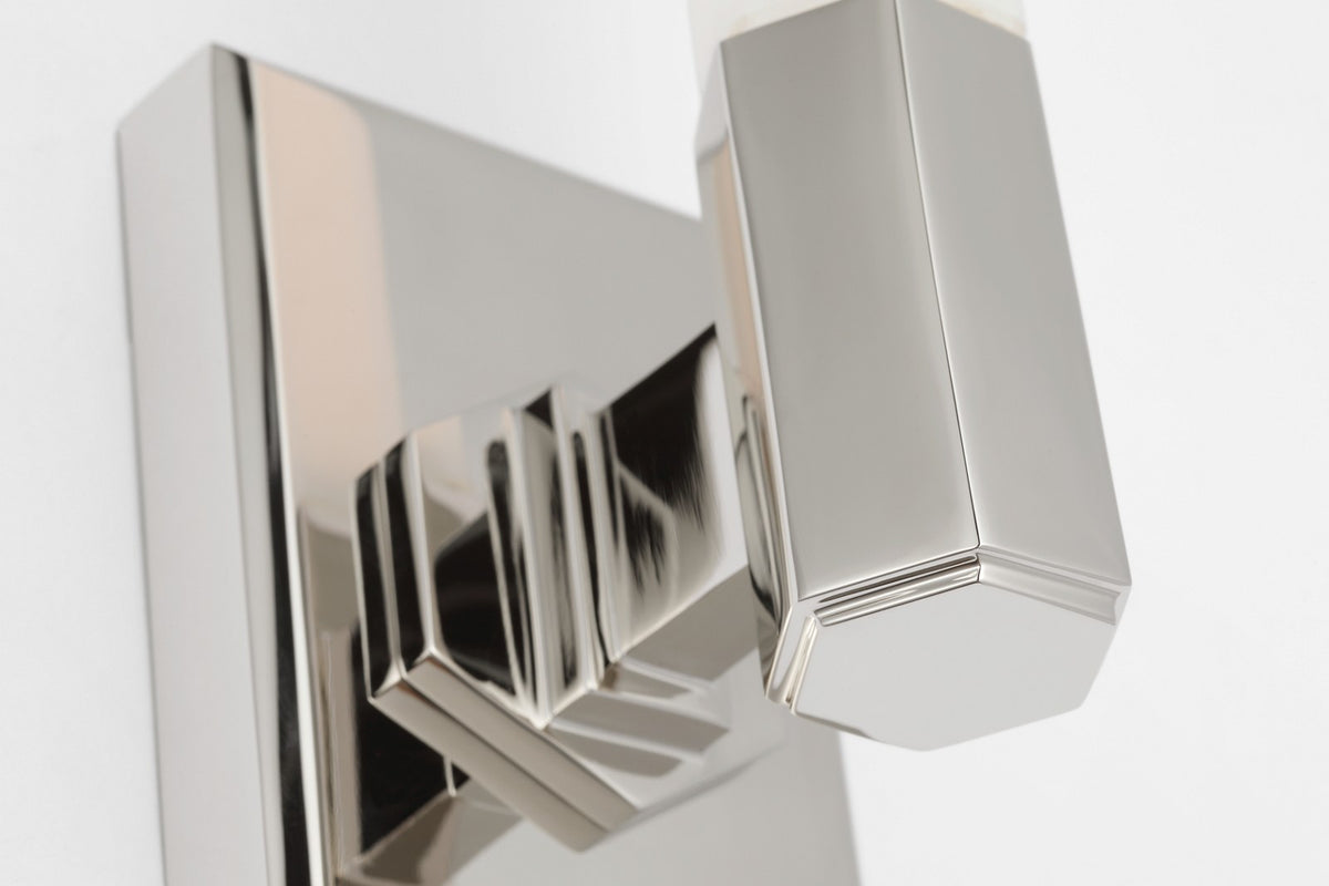 Hawthorne 13" Single Vägglampa — Chapman & Myers for Visual Comfort & Co. — Polished Nickel with White Glass detaljbild