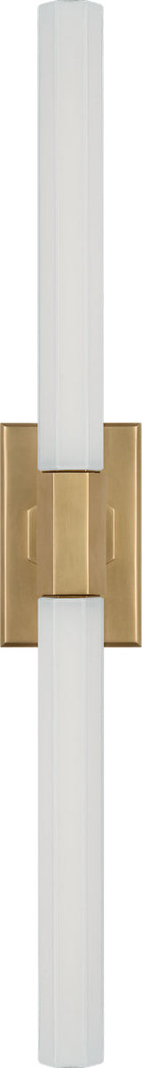 Hawthorne 20" Double Vägglampa — Chapman & Myers for Visual Comfort & Co. — Antique-Burnished Brass with White Glass