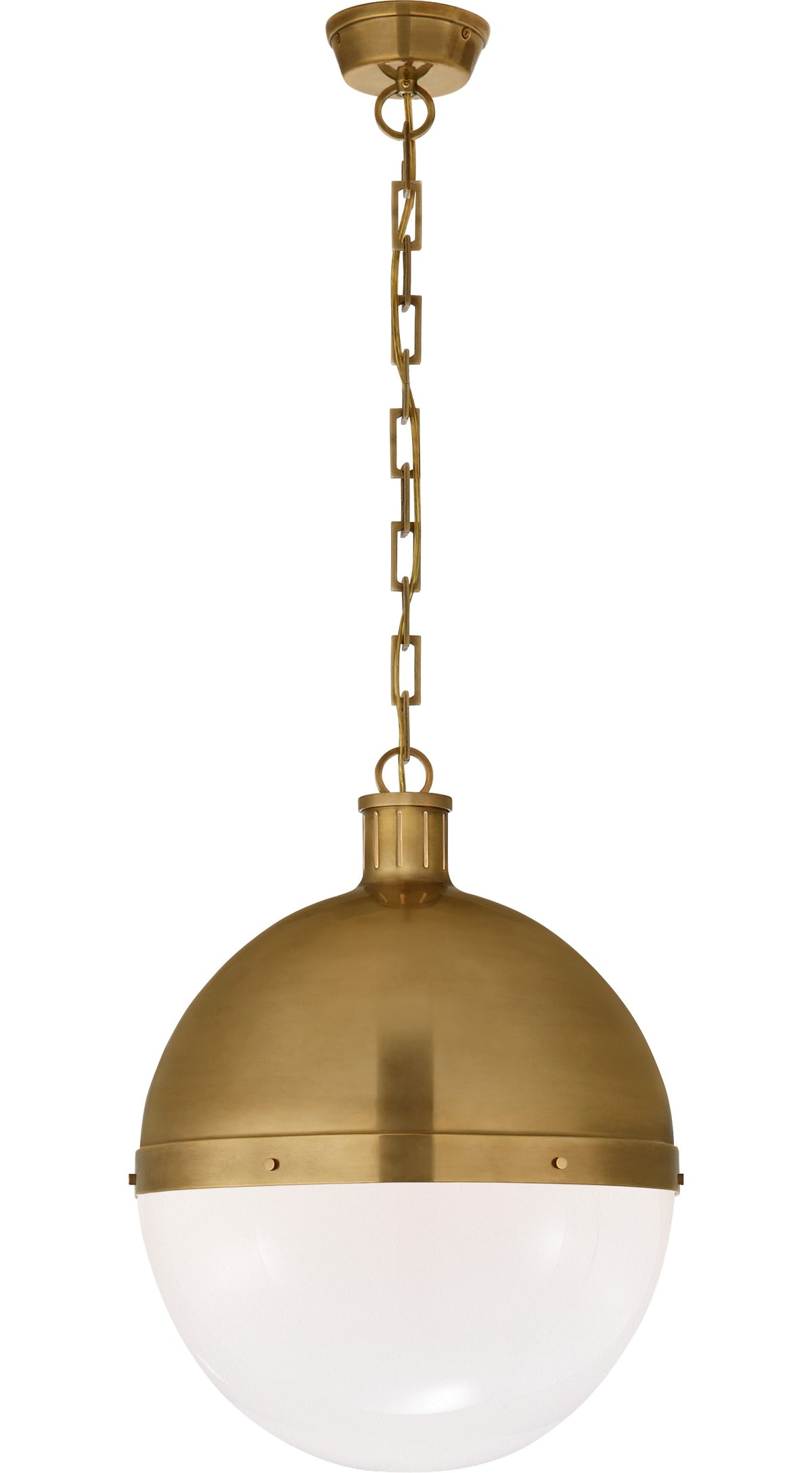 Hicks Extra Large Takpendel — Thomas O'Brien for Visual Comfort & Co. — Hand-Rubbed Antique Brass with White Glass