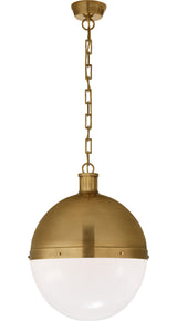Hicks Extra Large Takpendel — Thomas O'Brien for Visual Comfort & Co. — Hand-Rubbed Antique Brass with White Glass