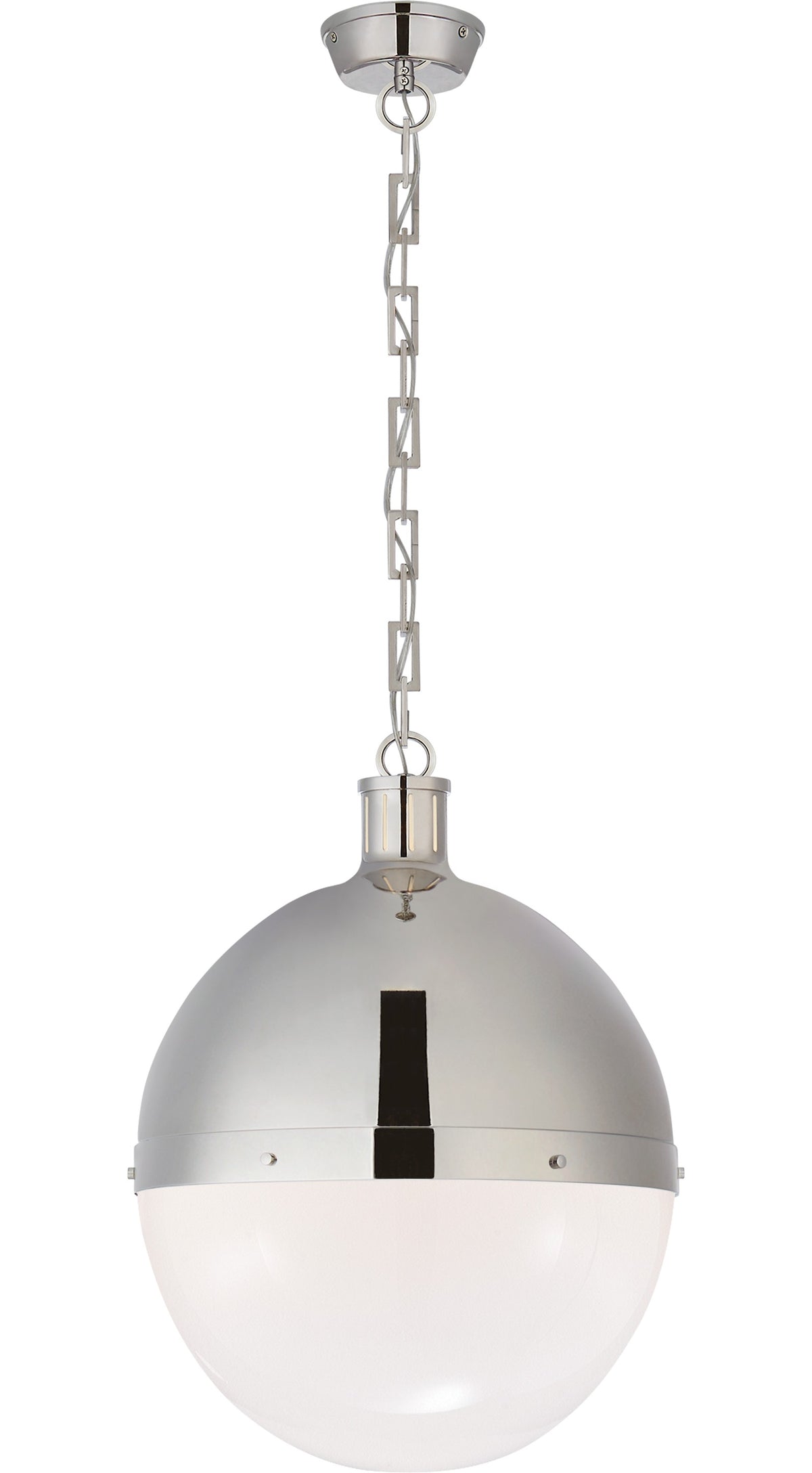 Hicks Extra Large Takpendel — Thomas O'Brien for Visual Comfort & Co. — Polished Nickel with White Glass