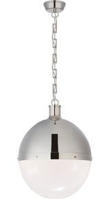 Hicks Extra Large Takpendel — Thomas O'Brien for Visual Comfort & Co. — Polished Nickel with White Glass