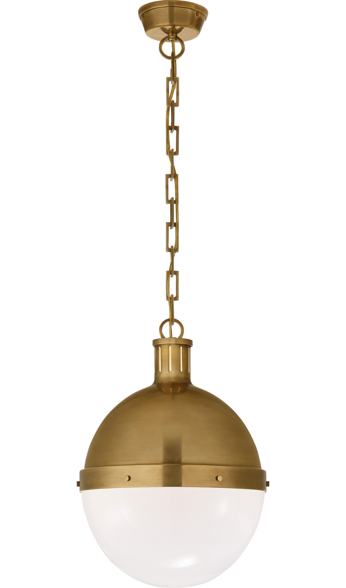Hicks Large Takpendel — Thomas O'Brien for Visual Comfort & Co. — Hand-Rubbed Antique Brass with White Glass