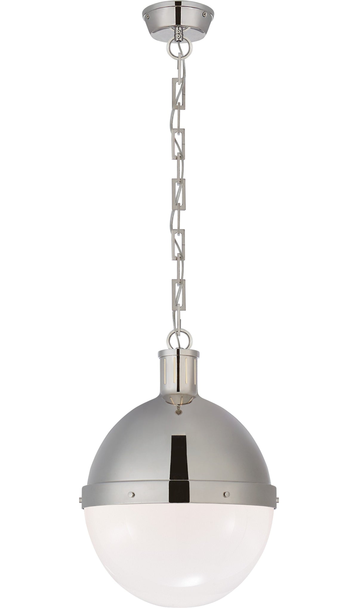 Hicks Large Takpendel — Thomas O'Brien for Visual Comfort & Co. — Polished Nickel with White Glass