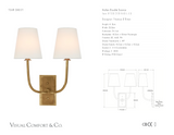 Hulton Double Vägglampa — Thomas O'Brien for Visual Comfort & Co. måttskiss