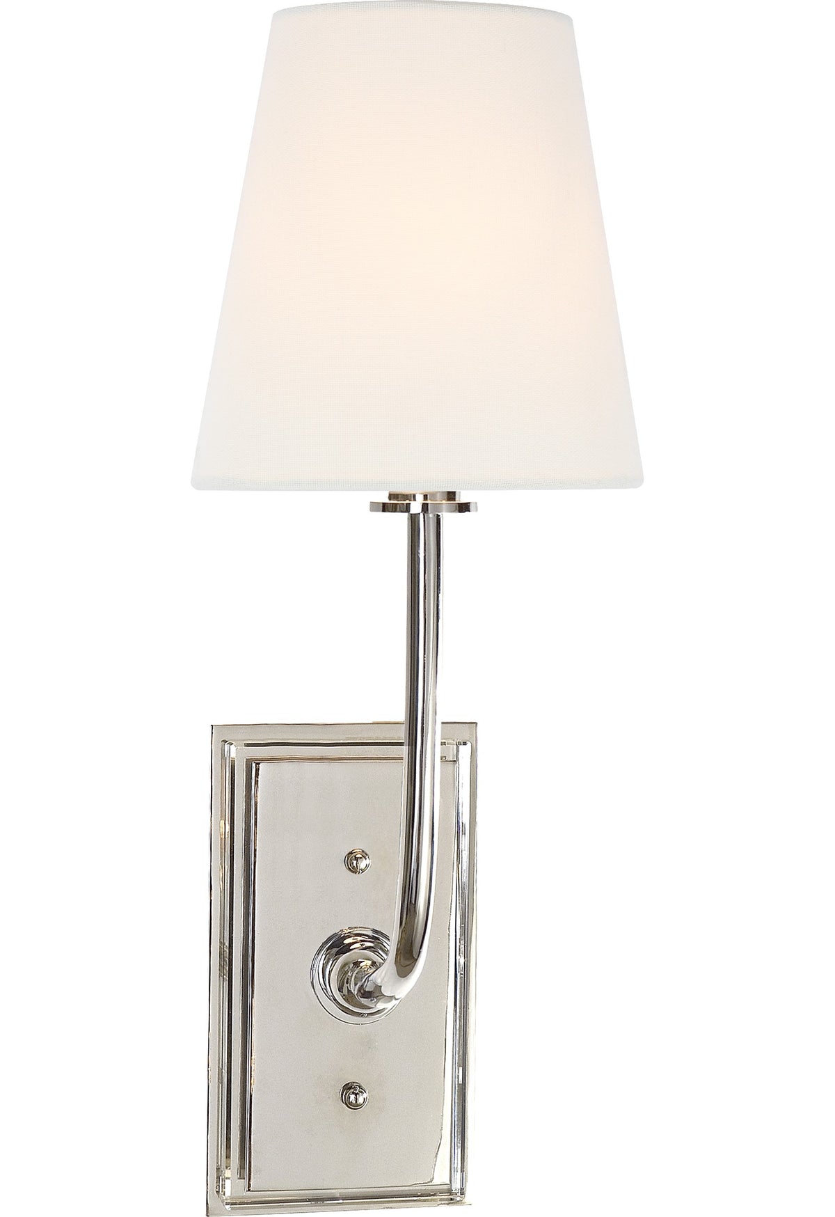 Hulton Vägglampa — Thomas O'Brien for Visual Comfort & Co. — Polished Nickel with Crystal Backplate with Linen Shade