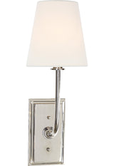 Hulton Vägglampa — Thomas O'Brien for Visual Comfort & Co. — Polished Nickel with Crystal Backplate with Linen Shade