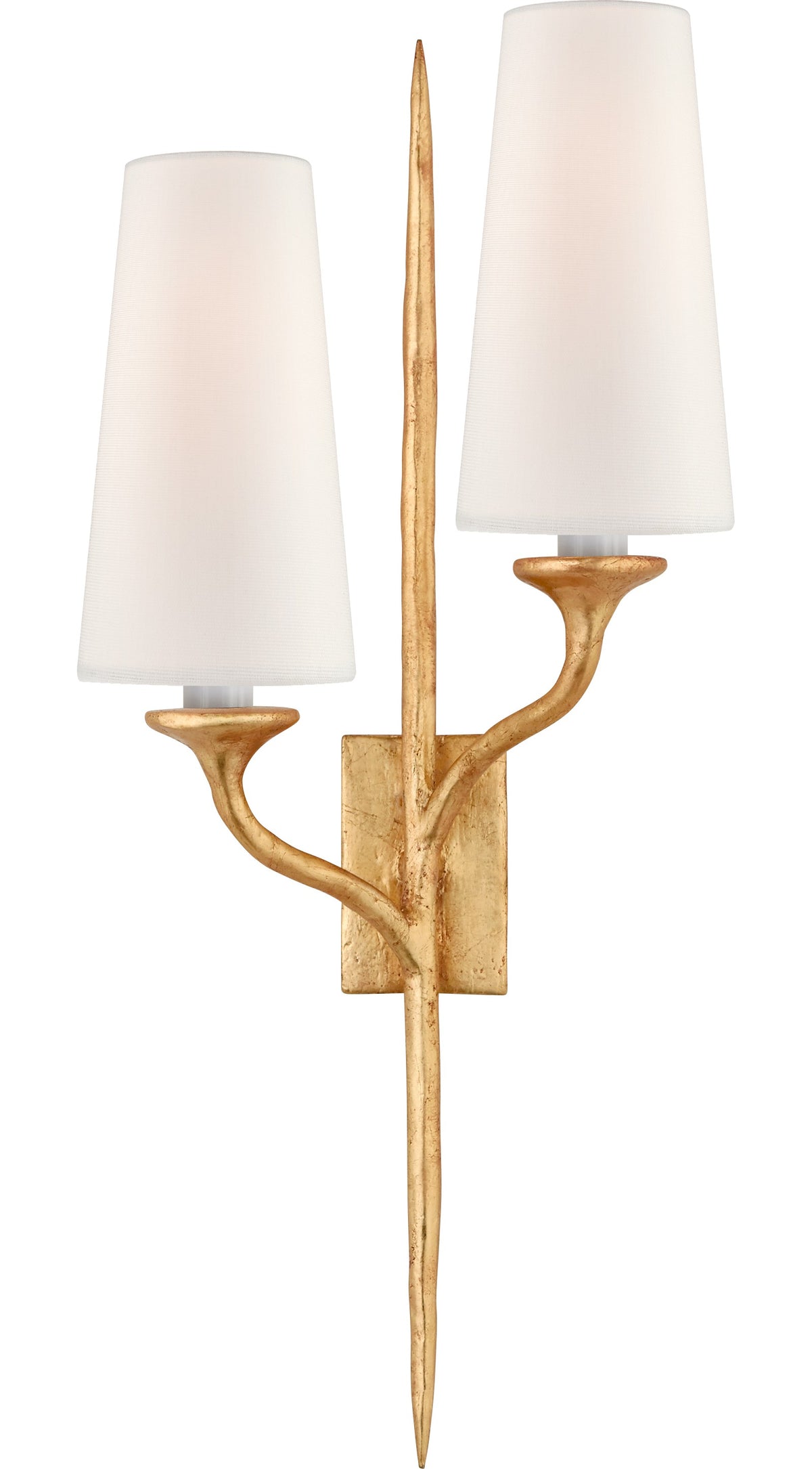Iberia Double Right Vägglampa — Julie Neill for Visual Comfort & Co. — Antique Gold Leaf with Linen Shades