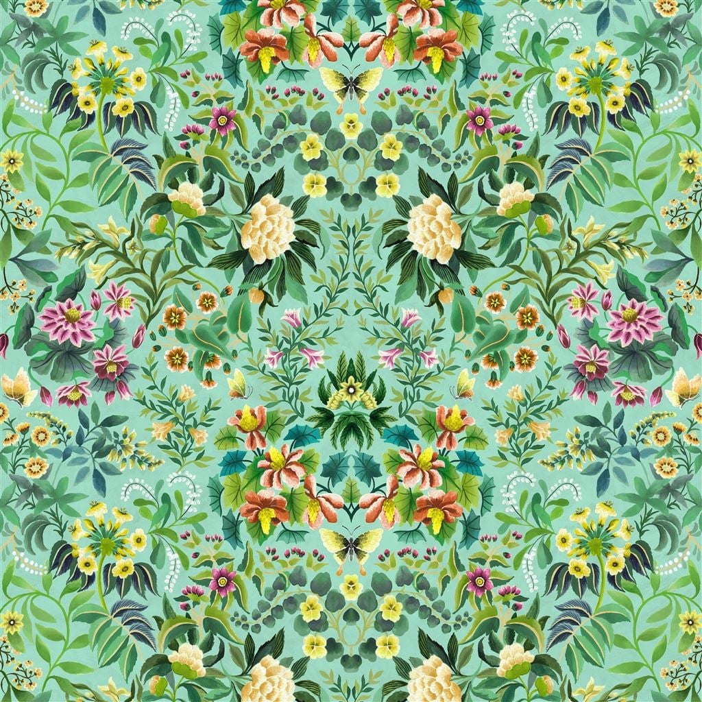Ikebana Damask Aqua — Designers Guild tapet